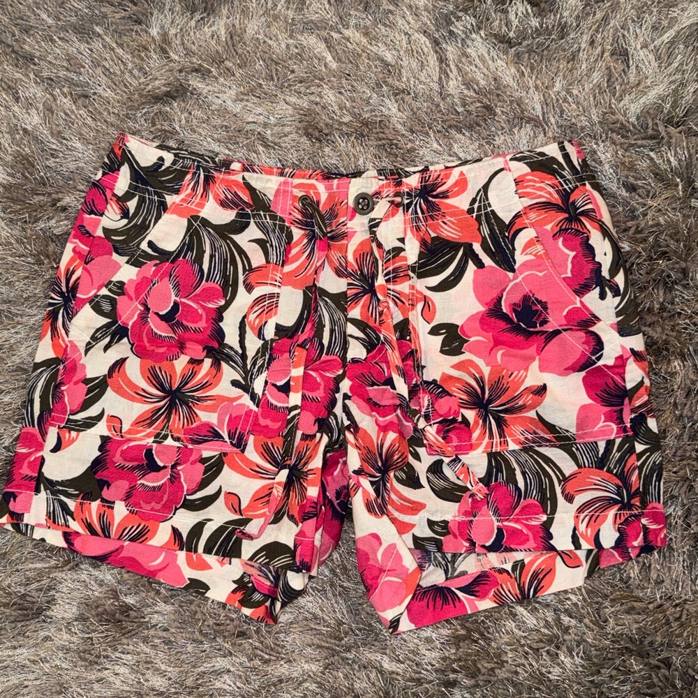 GAP Factory Pink and Black Floral Women's Cargo Shorts